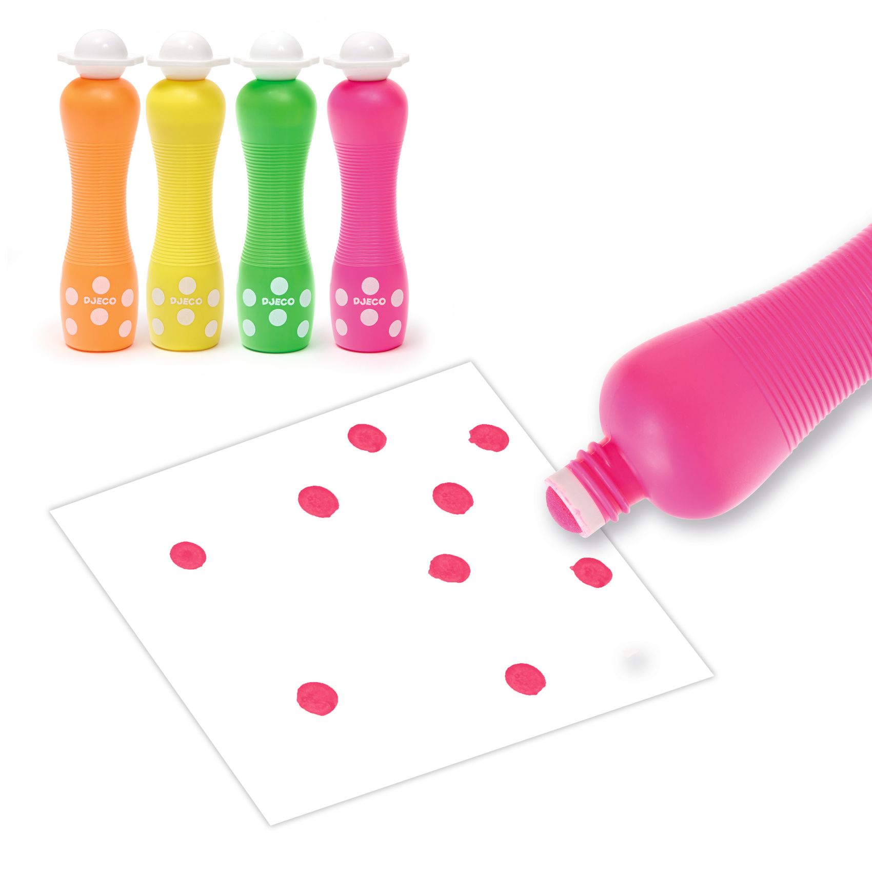 Marok filc készlet 4 fluoreszkáló színben - Pontozó színezés - Large dot markers - 2