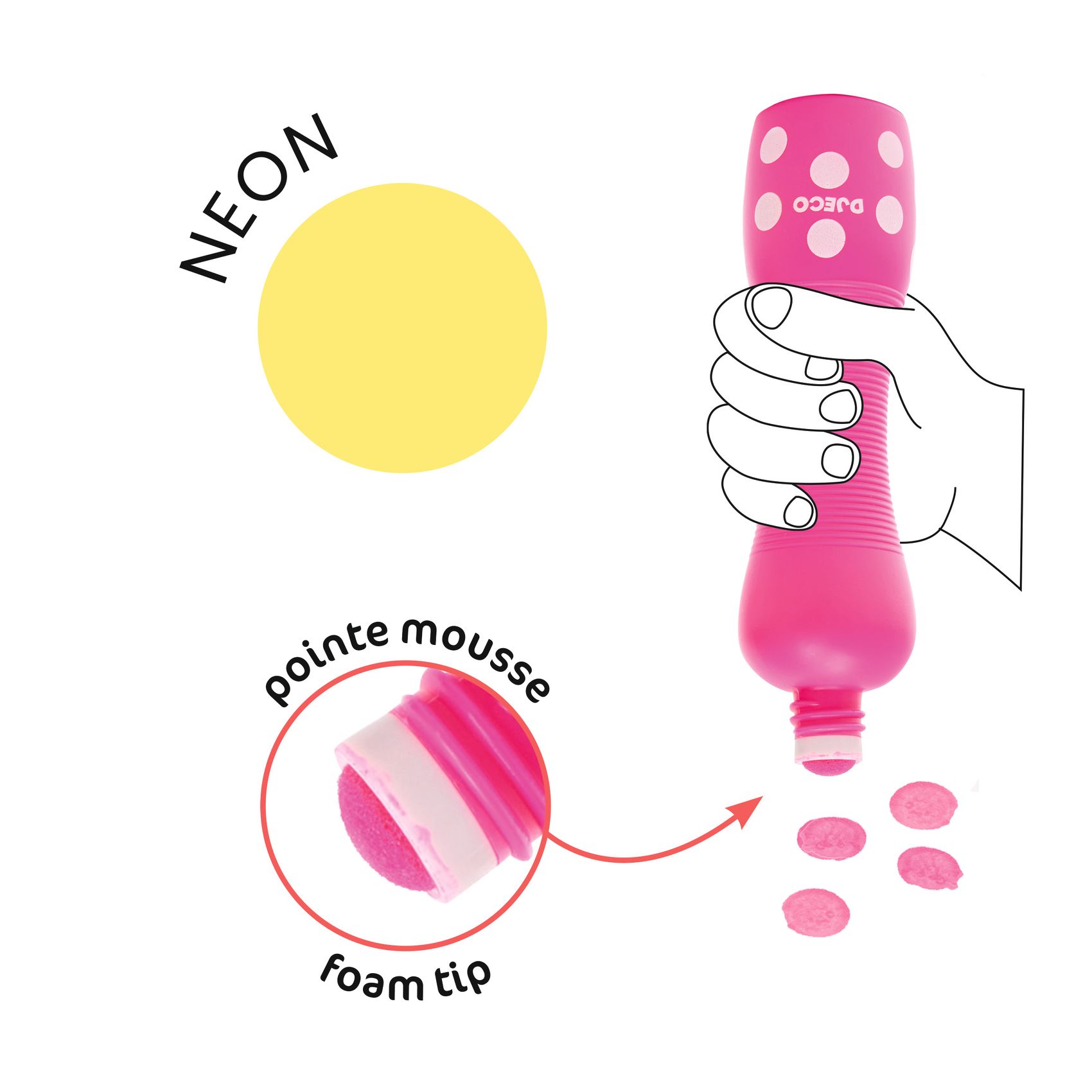 Marok filc készlet 4 fluoreszkáló színben - Pontozó színezés - Large dot markers - 1