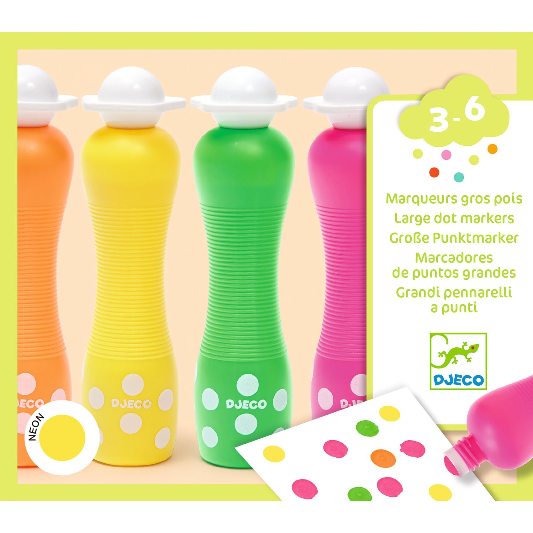 Marok filc készlet 4 fluoreszkáló színben - Pontozó színezés - Large dot markers - 4