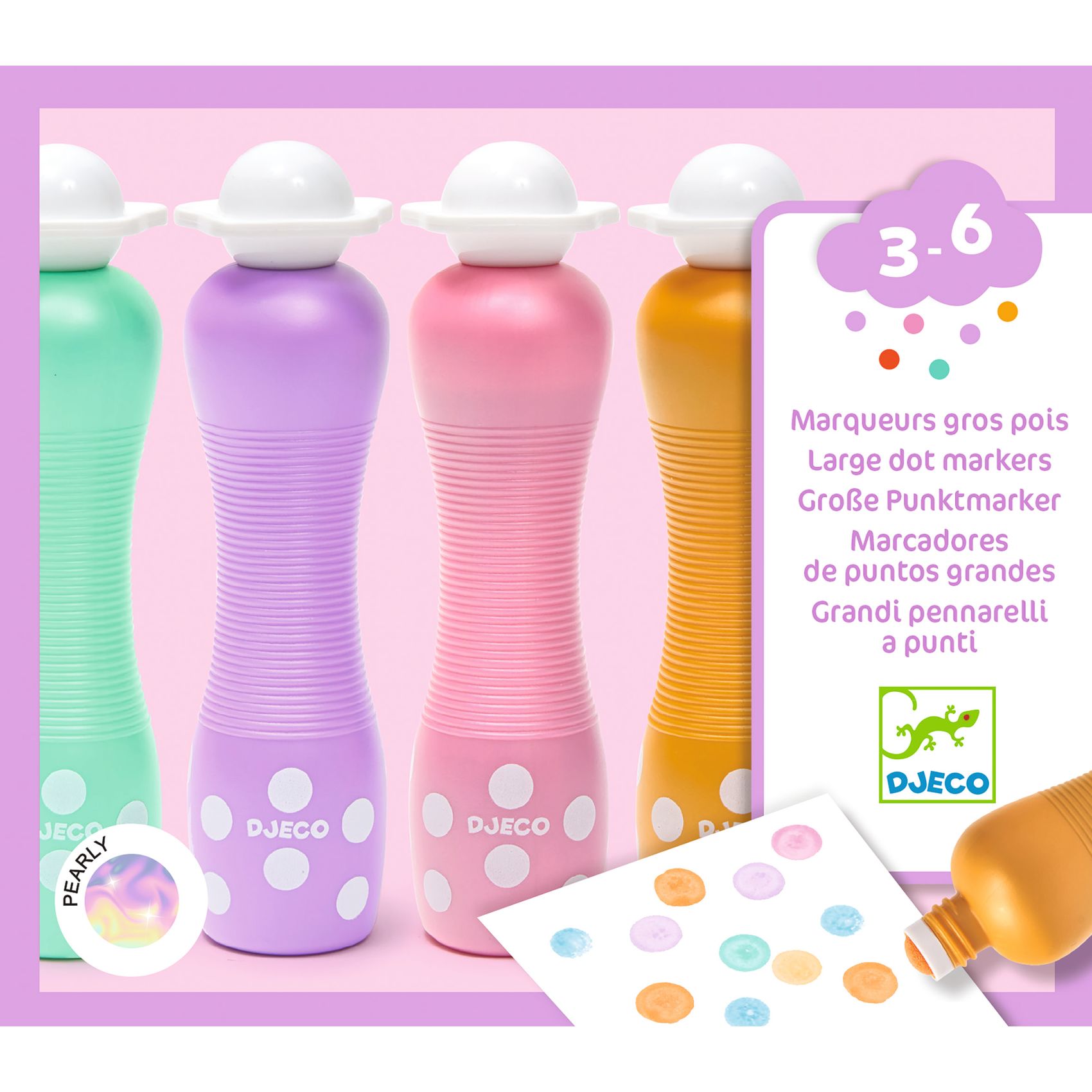 Marok filc készlet 4 gyöngyház színben - Pontozó színezés - Large dot markers - 4