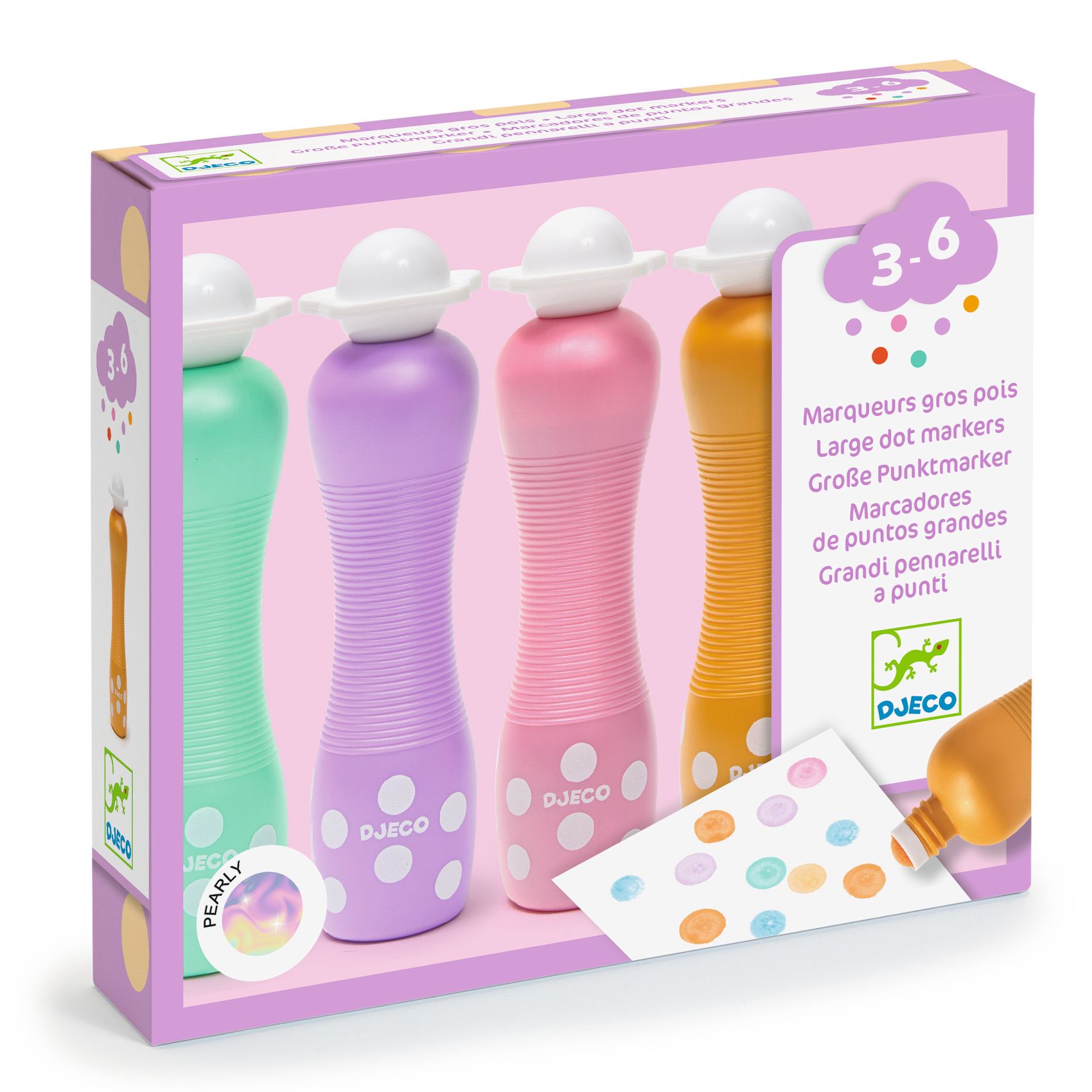 Marok filc készlet 4 gyöngyház színben - Pontozó színezés - Large dot markers - 0