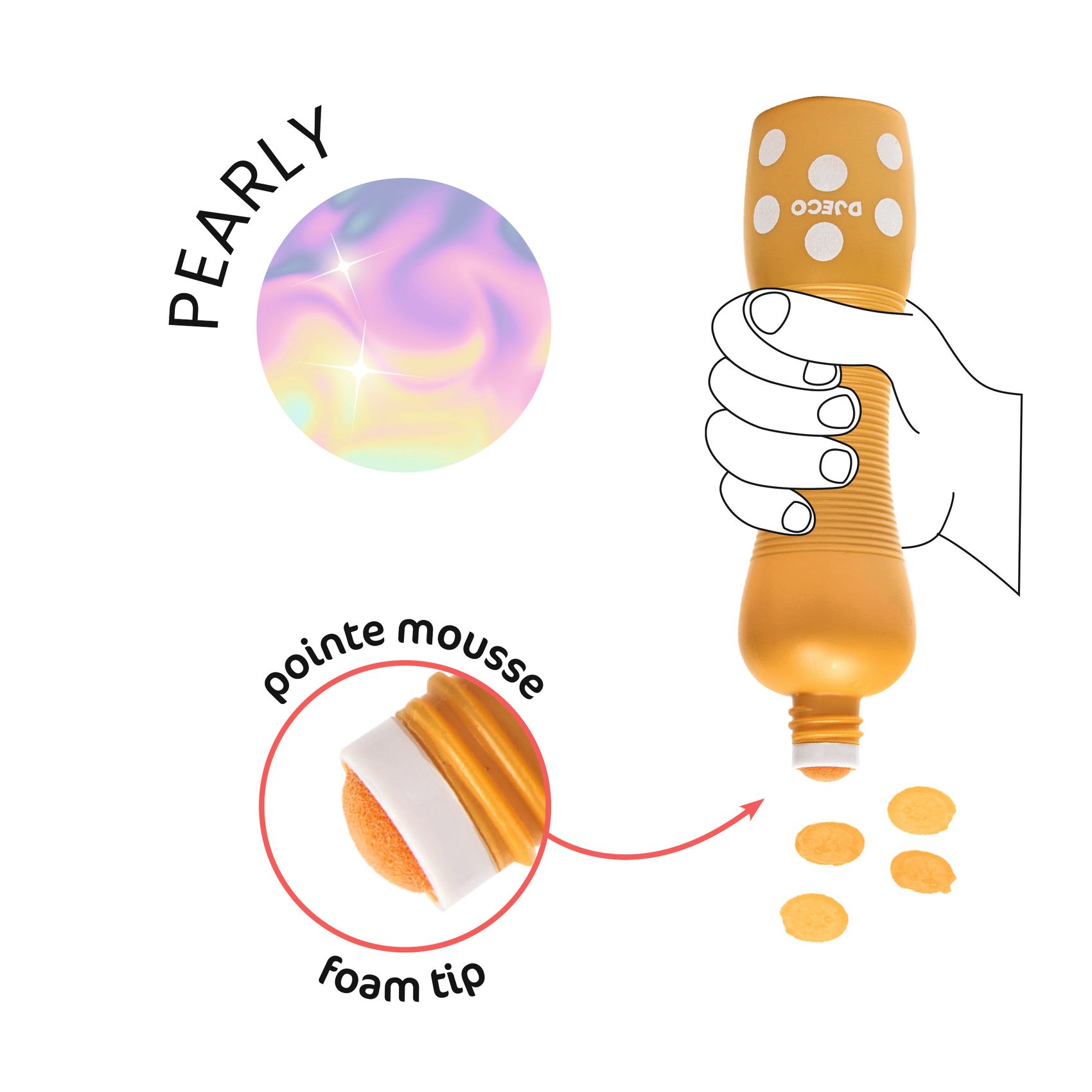 Marok filc készlet 4 gyöngyház színben - Pontozó színezés - Large dot markers - 1