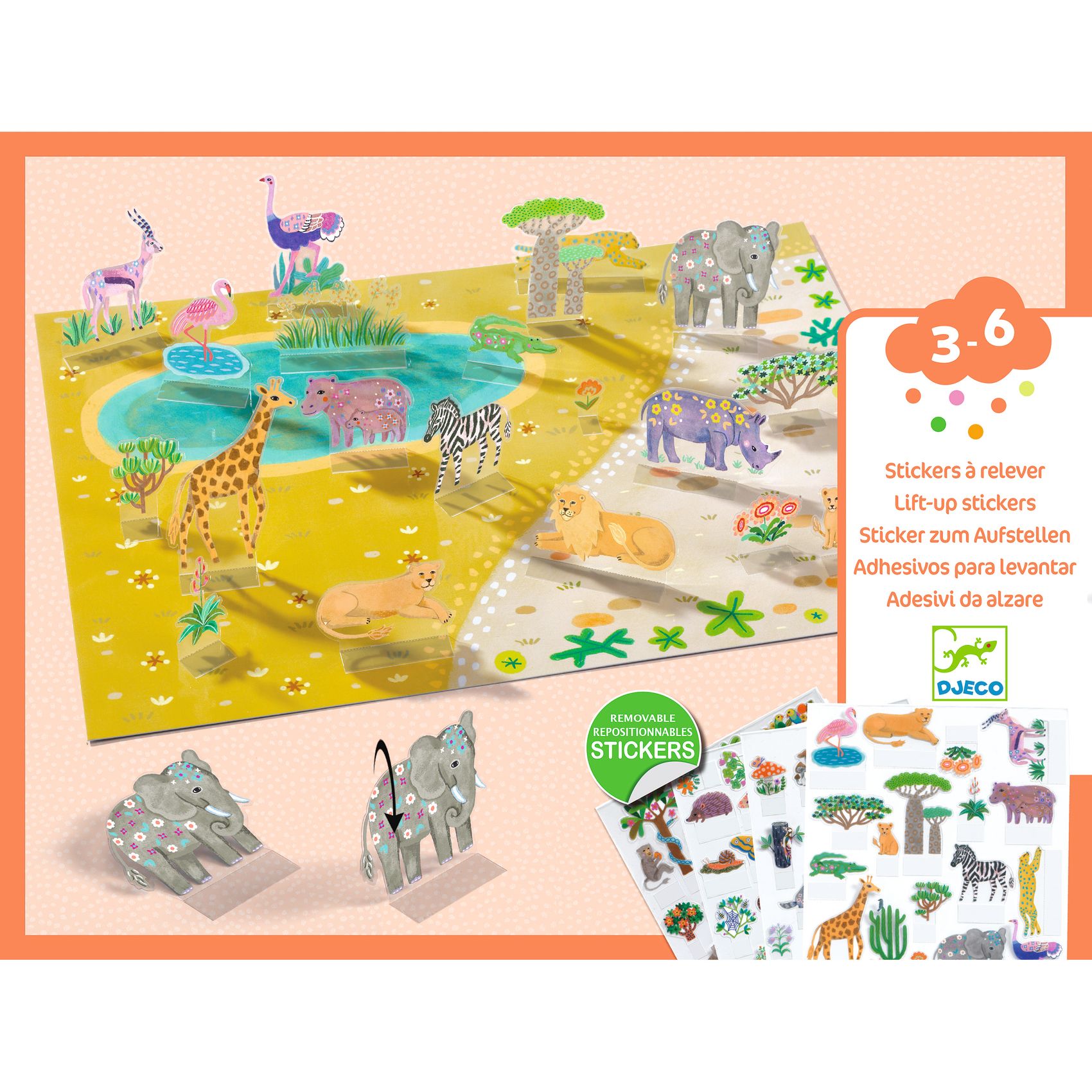 Matricázós sztorik, 3D - Állati élőhelyek - Lift-up stickers - Animals - 5