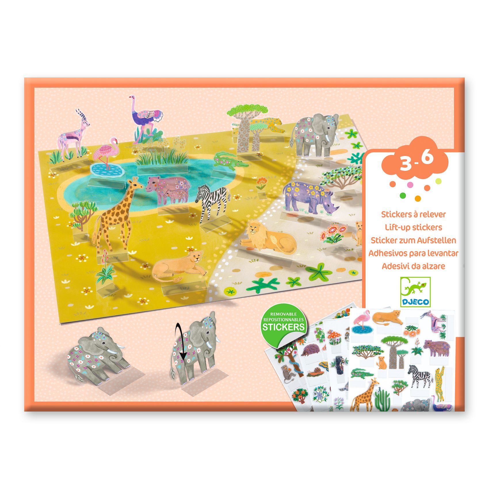 Matricázós sztorik, 3D - Állati élőhelyek - Lift-up stickers - Animals - 0