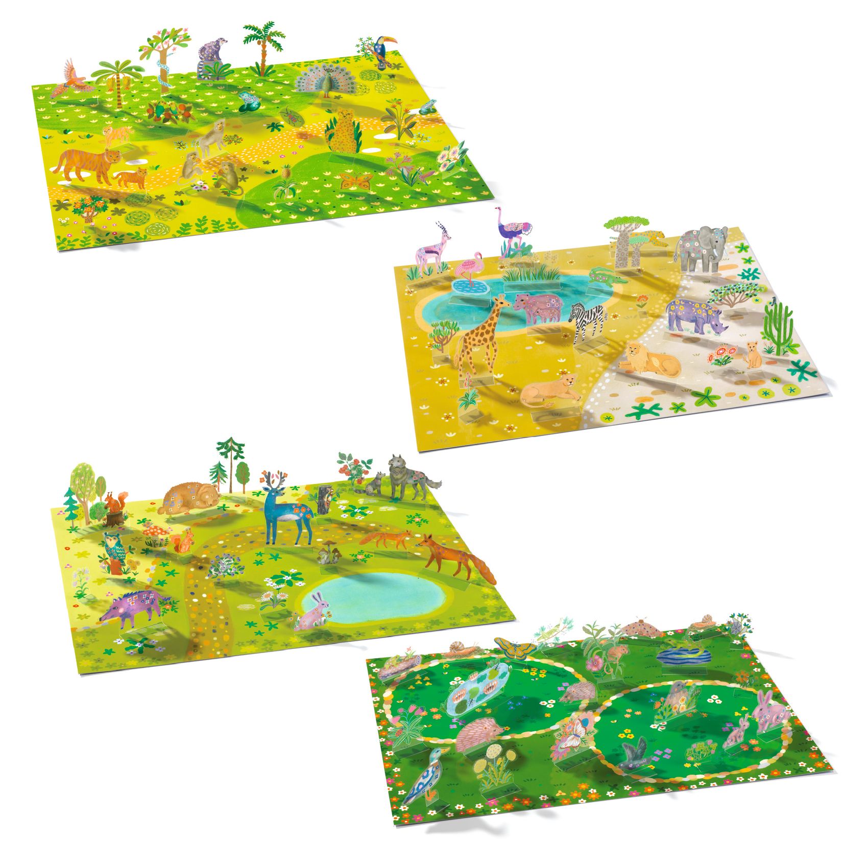 Matricázós sztorik, 3D - Állati élőhelyek - Lift-up stickers - Animals - 2