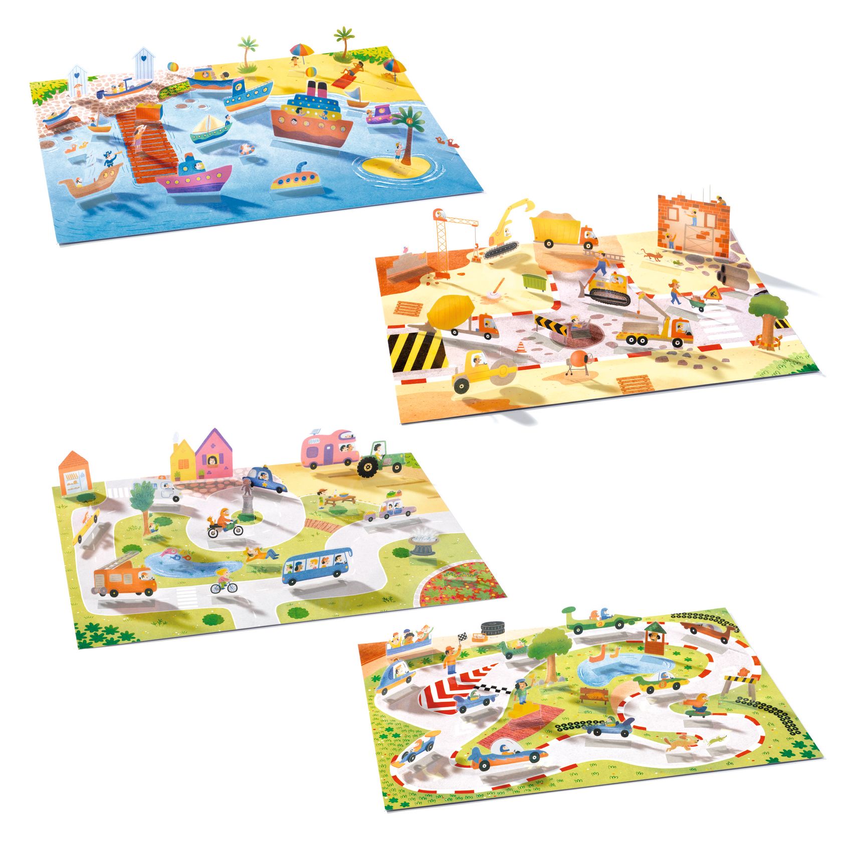 Matricázós sztorik, 3D - Közlekedés járművekkel - Lift-up stickers - Vehicles - 4