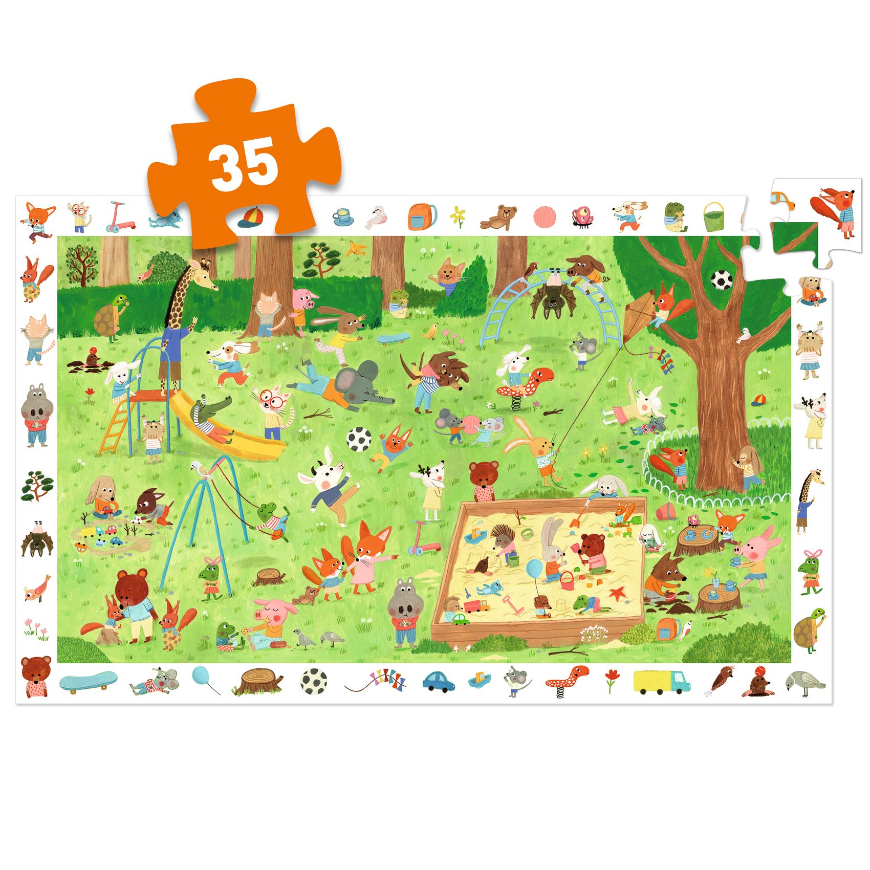 Megfigyeltető puzzle - Kisbarátok a kertben, 35 db-os - Little friends' garden - 1