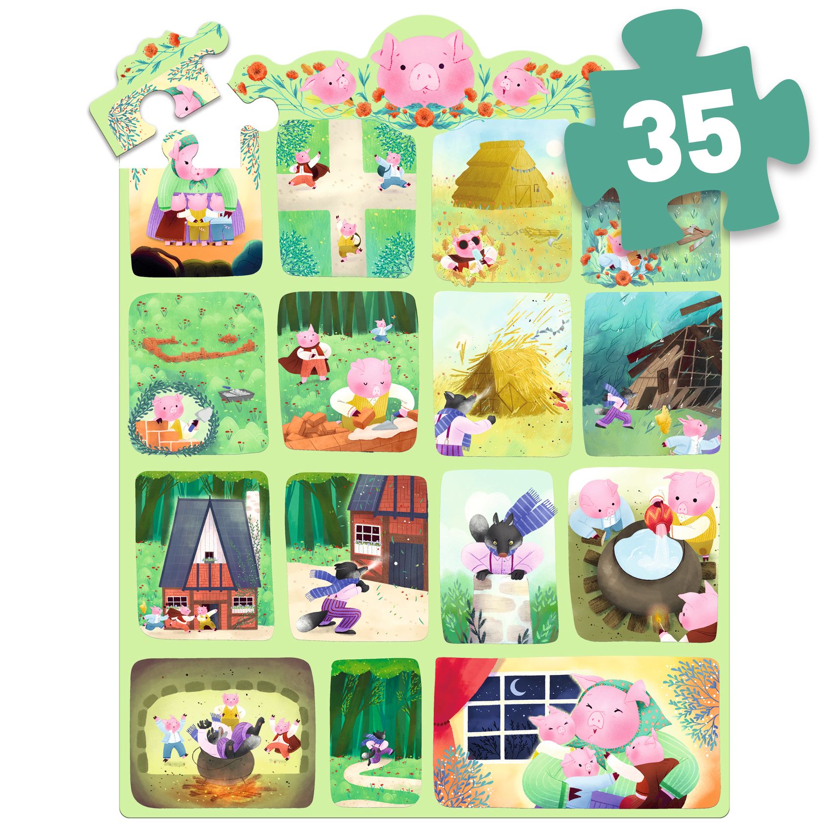 Mese puzzle - A három kismalac, 35 db-os - The Three Little Pigs - 3