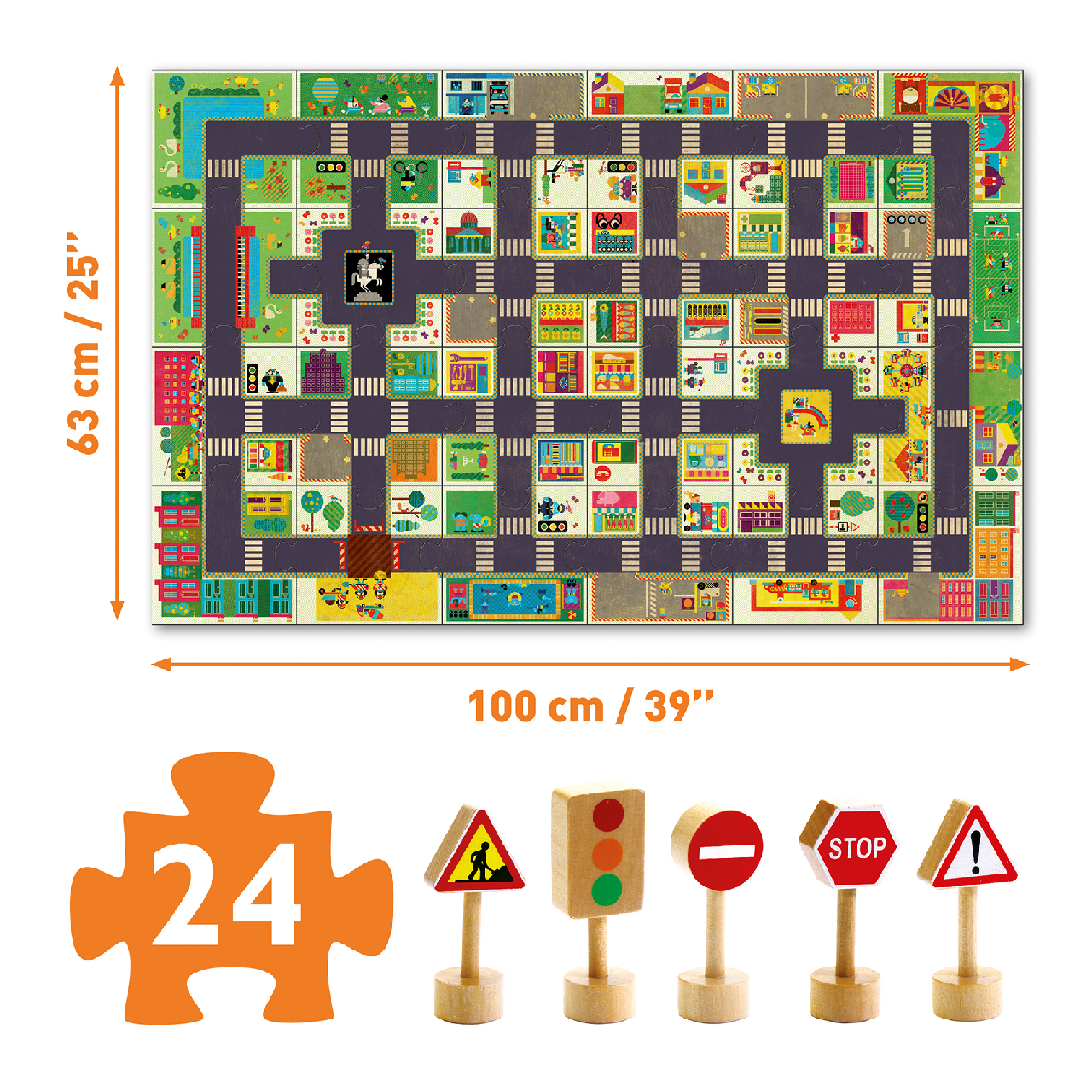 Óriás puzzle - A város, 24 db-os - The city - 2