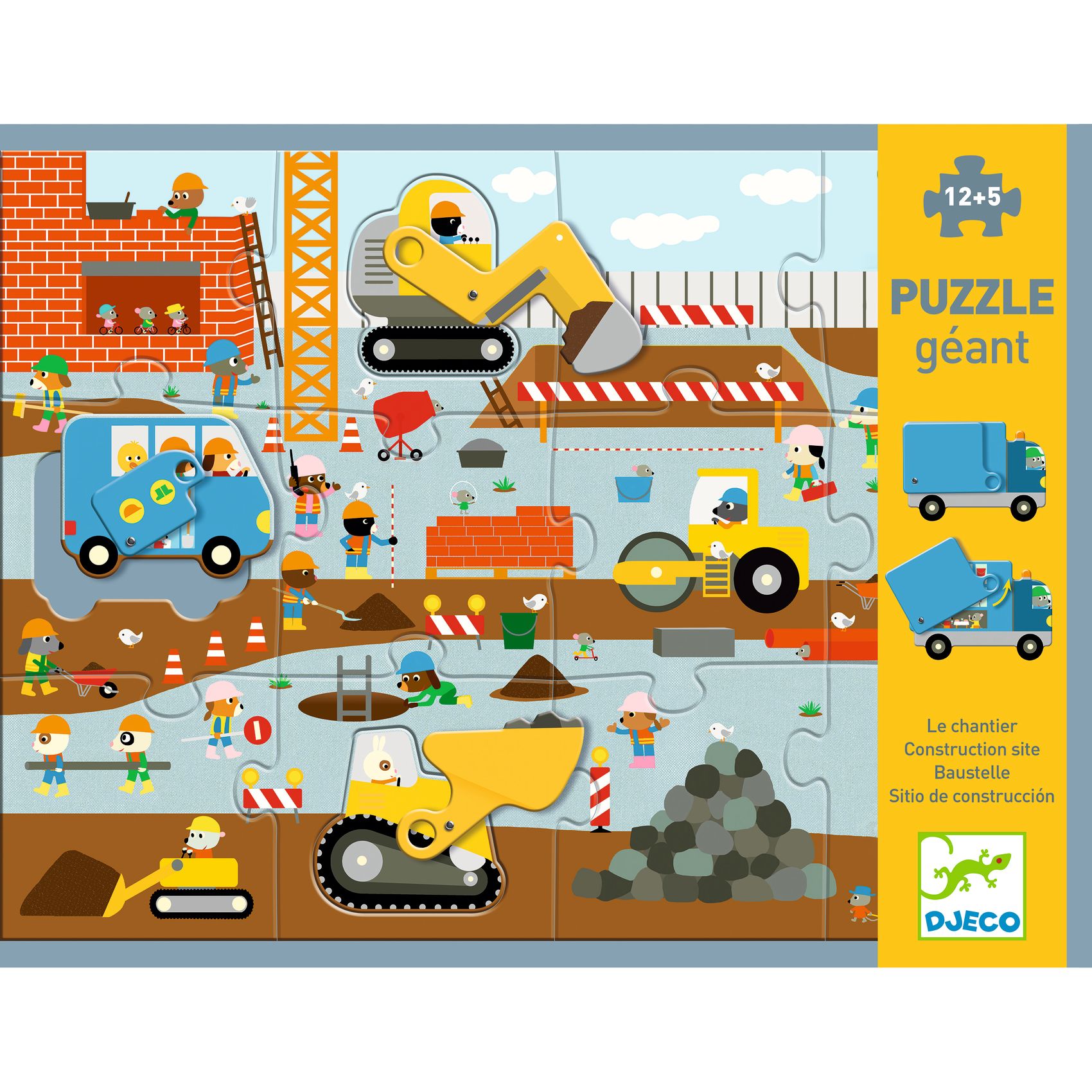 Óriás puzzle - Építkezés, 12+5 db-os - Construction site - 5