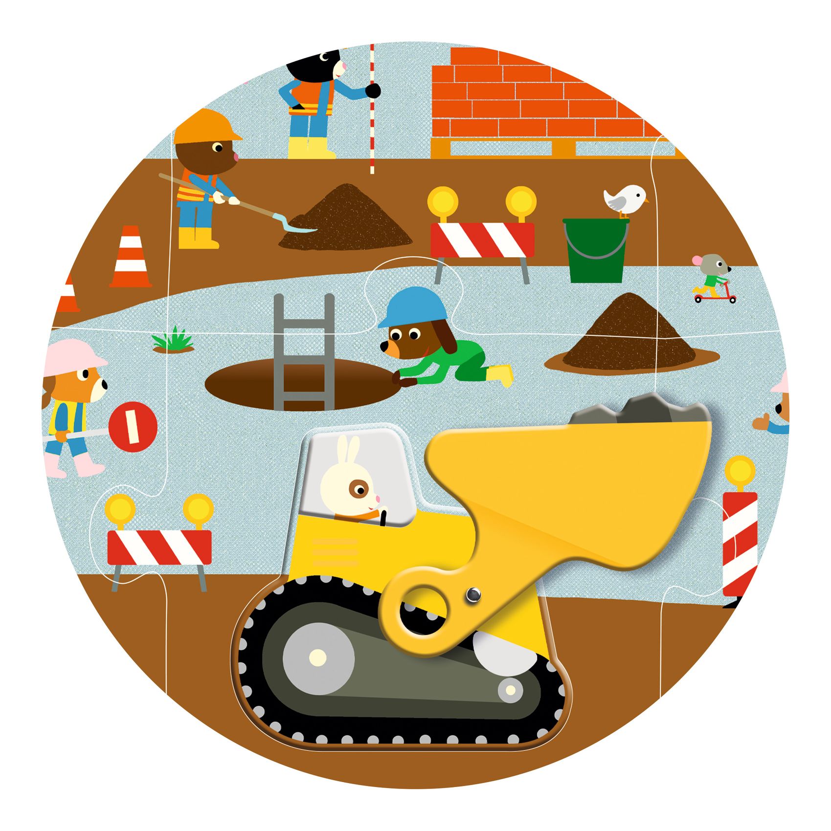 Óriás puzzle - Építkezés, 12+5 db-os - Construction site - 1