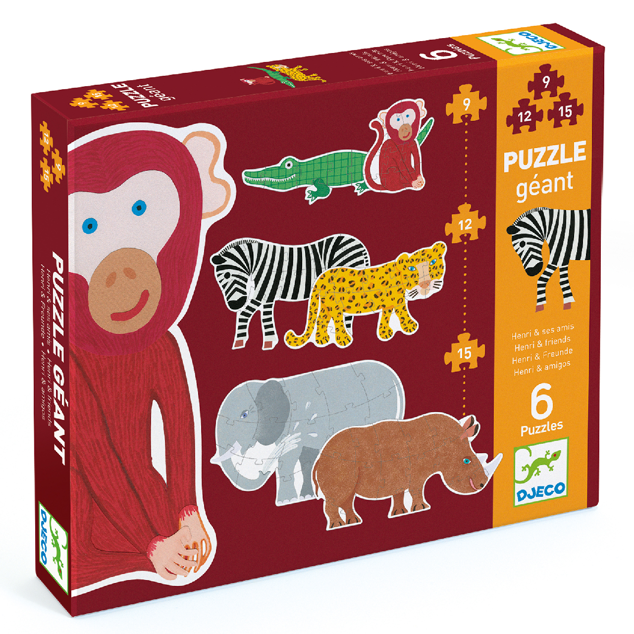 Óriás puzzle - Henri és barátai, 9-12-15 db-os - Henri & friends - 0