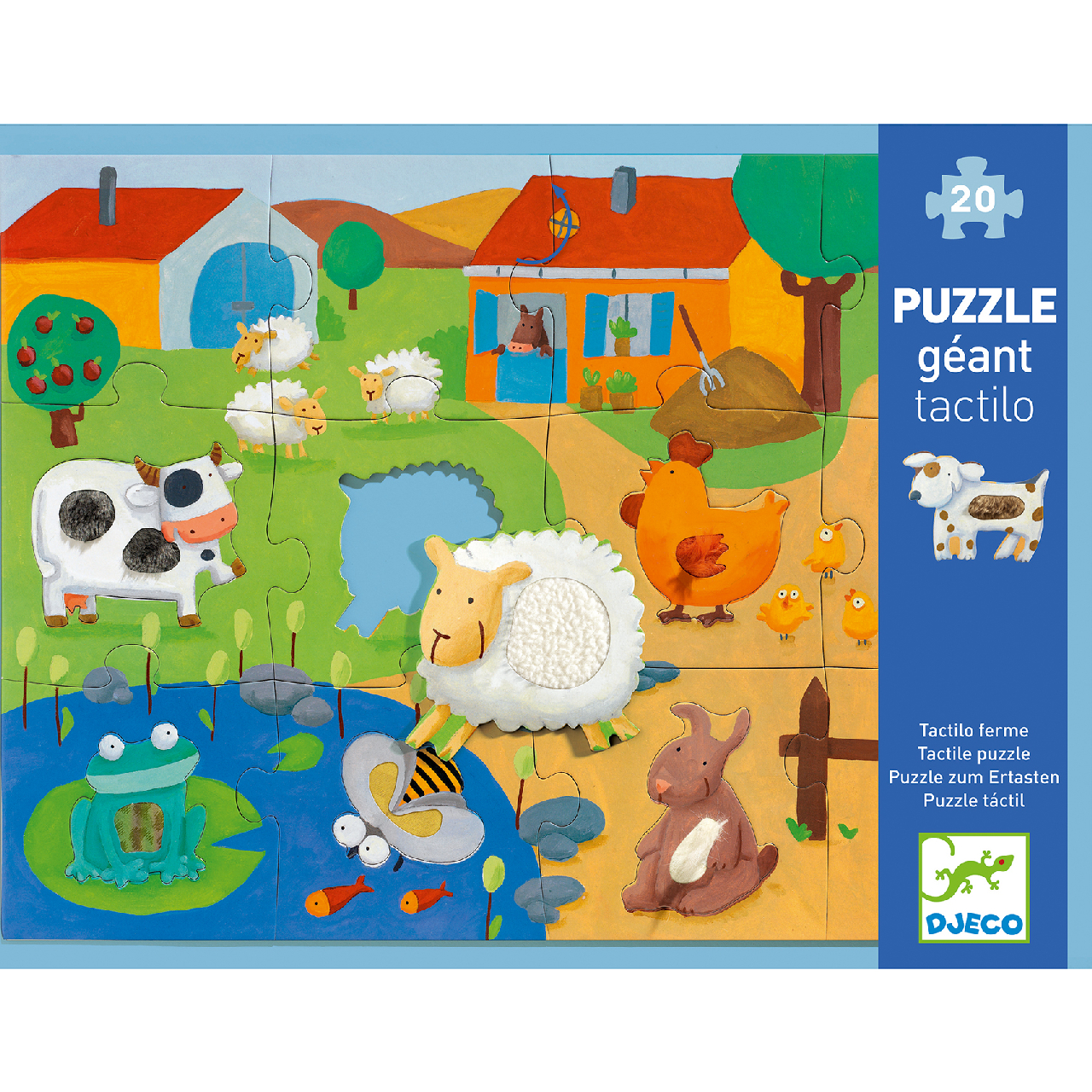 Óriás puzzle - Tanyasi állatsimogató, 12+8 db-os - Tactile farm puzzle - 1