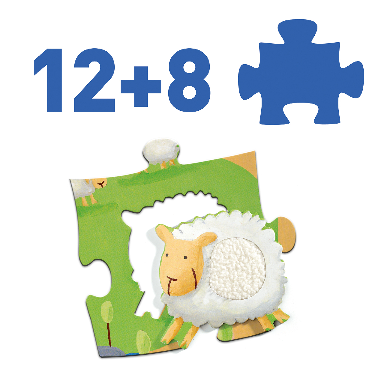 Óriás puzzle - Tanyasi állatsimogató, 12+8 db-os - Tactile farm puzzle - 3