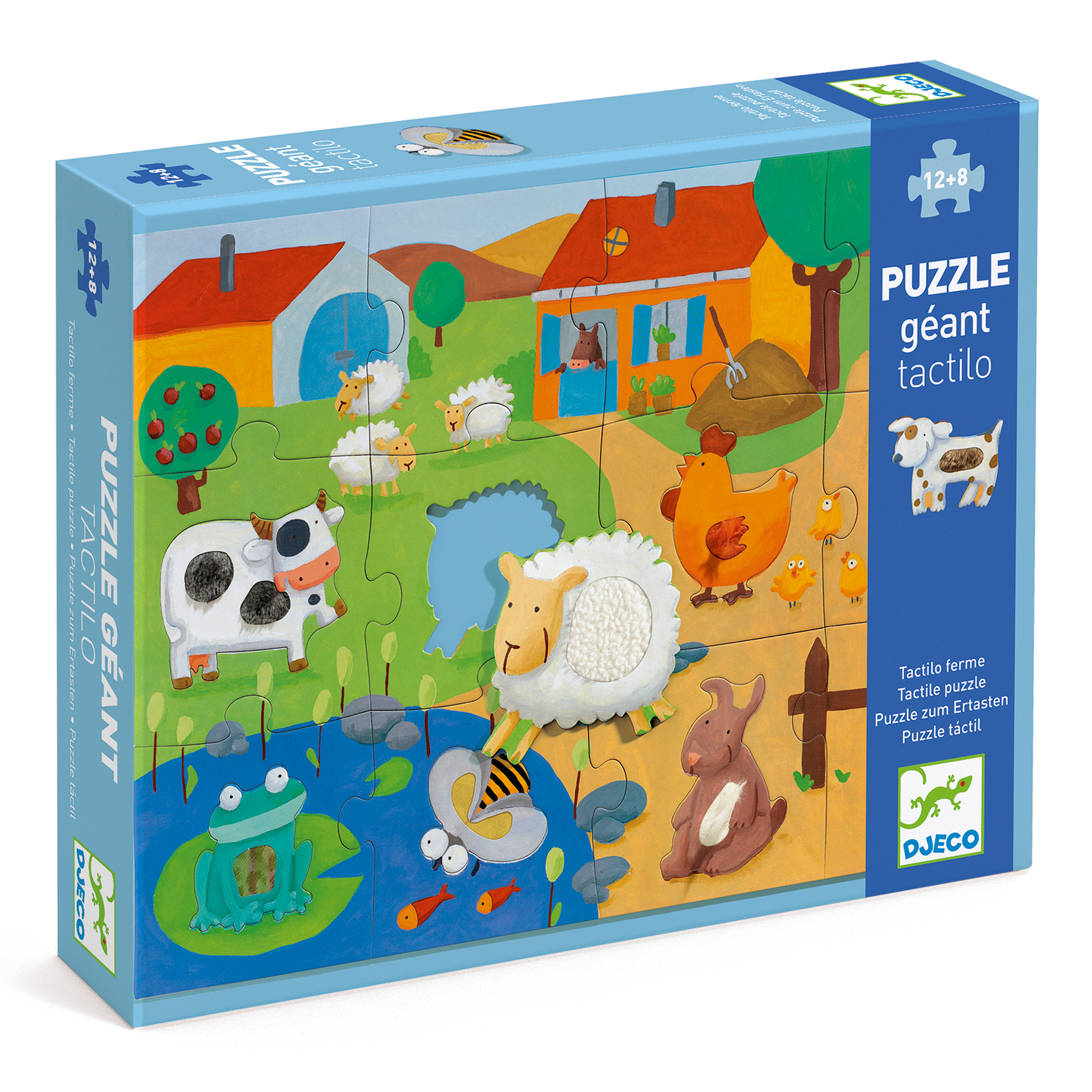 Óriás puzzle - Tanyasi állatsimogató, 12+8 db-os - Tactile farm puzzle - 0