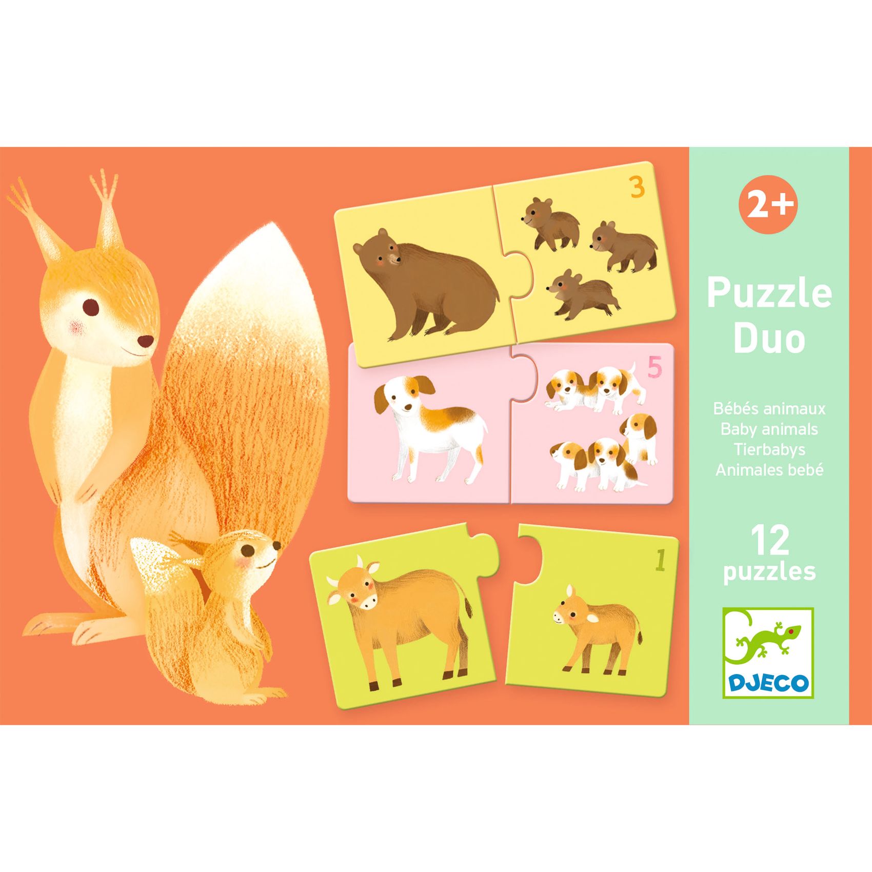 Párosító puzzle - Kié a kölyök, 24 db-os - Baby animals - 1