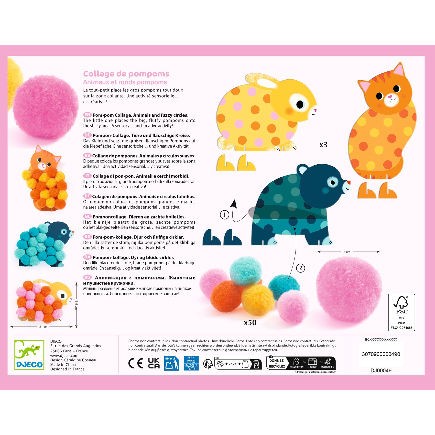 Pompom-kép készítés - Állatok és pomponok - Animals and Pom-pom Circles - 5