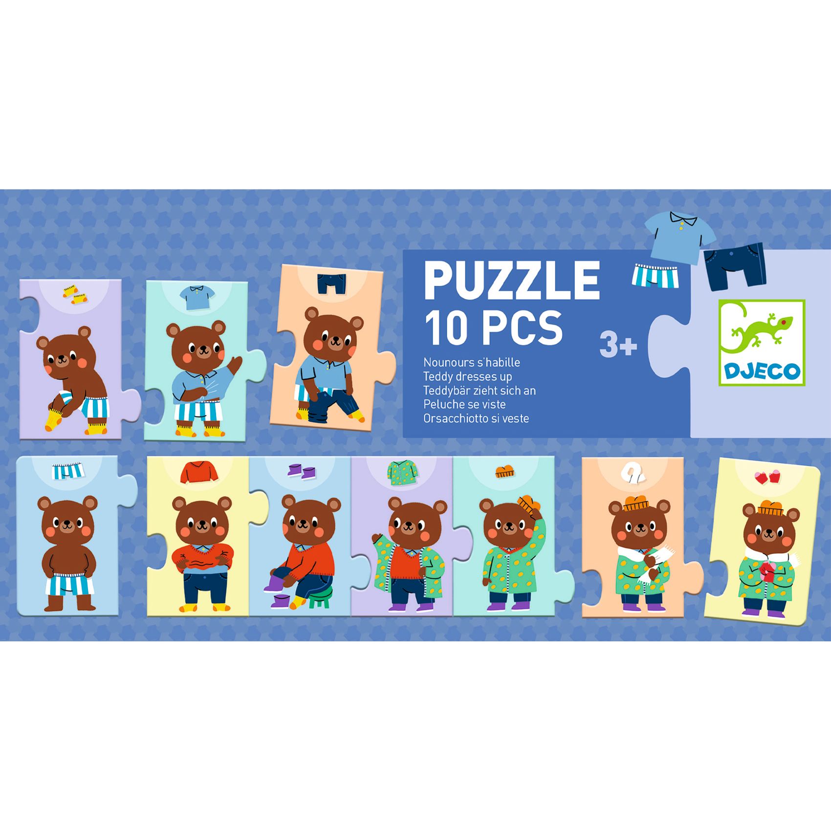 Sorozatkirakó puzzle - Mackó öltözködik, 10 db-os - Teddy dresses up - 4