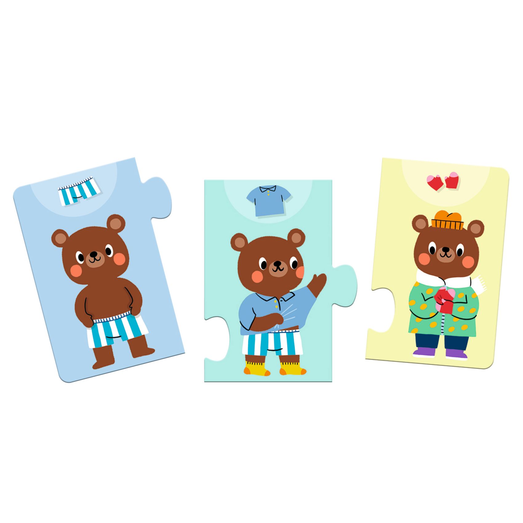 Sorozatkirakó puzzle - Mackó öltözködik, 10 db-os - Teddy dresses up - 1