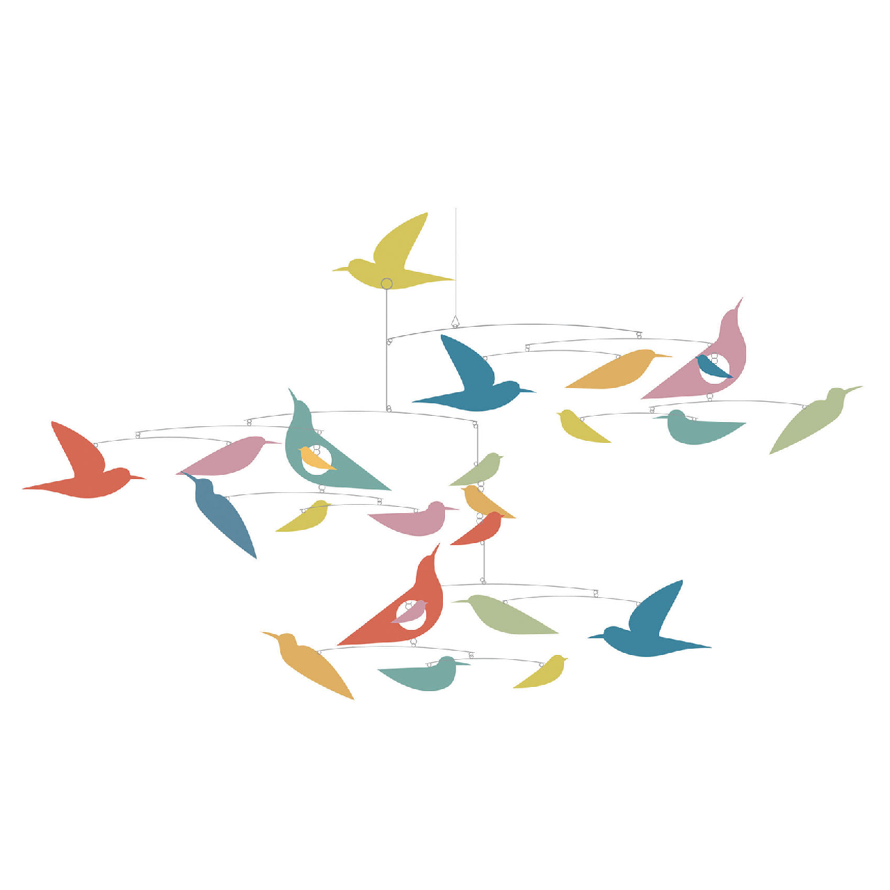 Szélmobil függődísz - Sokszínű Madarak - Mobile Katsumi-Multicolored birds - 1