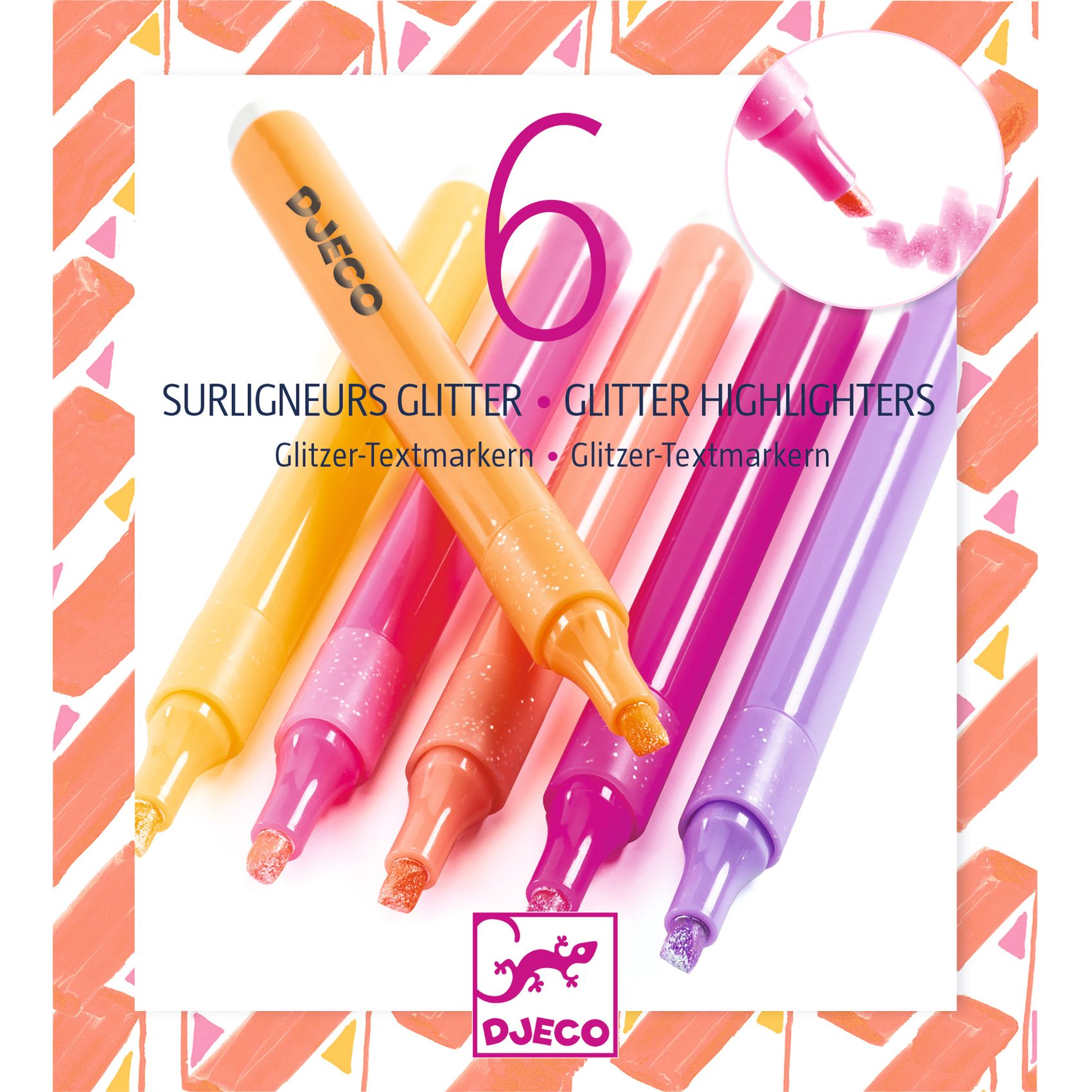 Szövegkiemelő toll készlet 6 csillámos színben, Grapefruit - Set of 6 glitter highlighters, Grapefruit - 2
