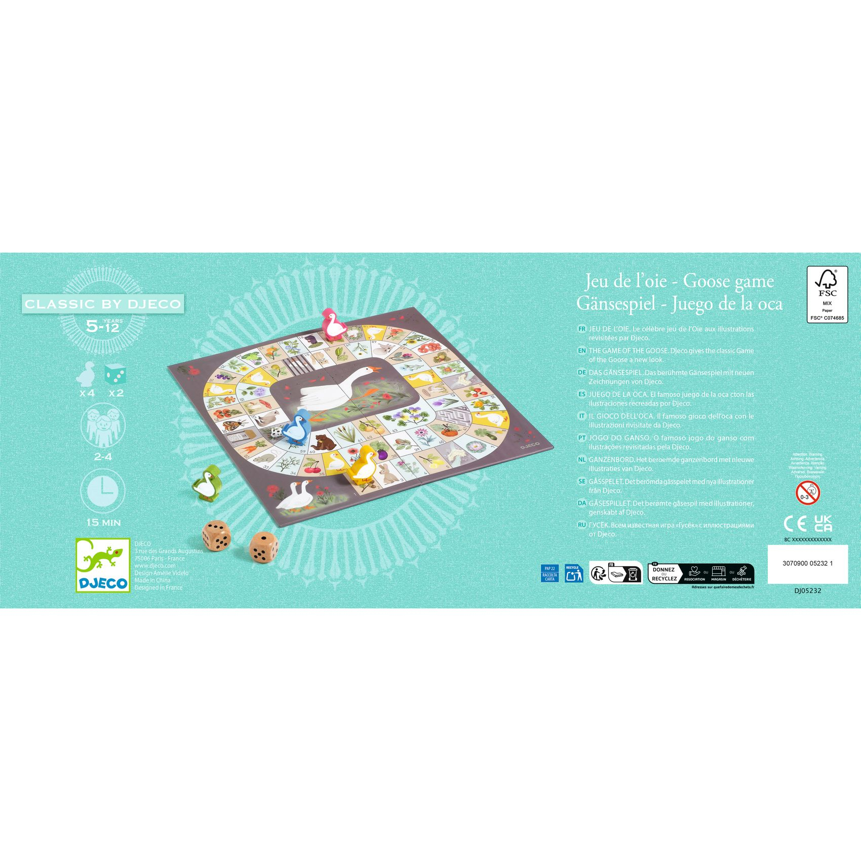 Társasjáték klasszikus - Liba játék - Goose game - 3