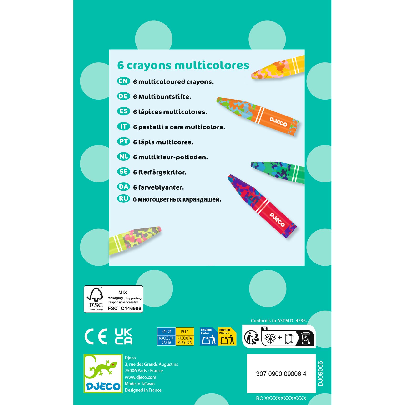 Viaszkréta készlet - 6 kréta kölönböző színekből összeállítva - 6 multicoloured crayons - 2