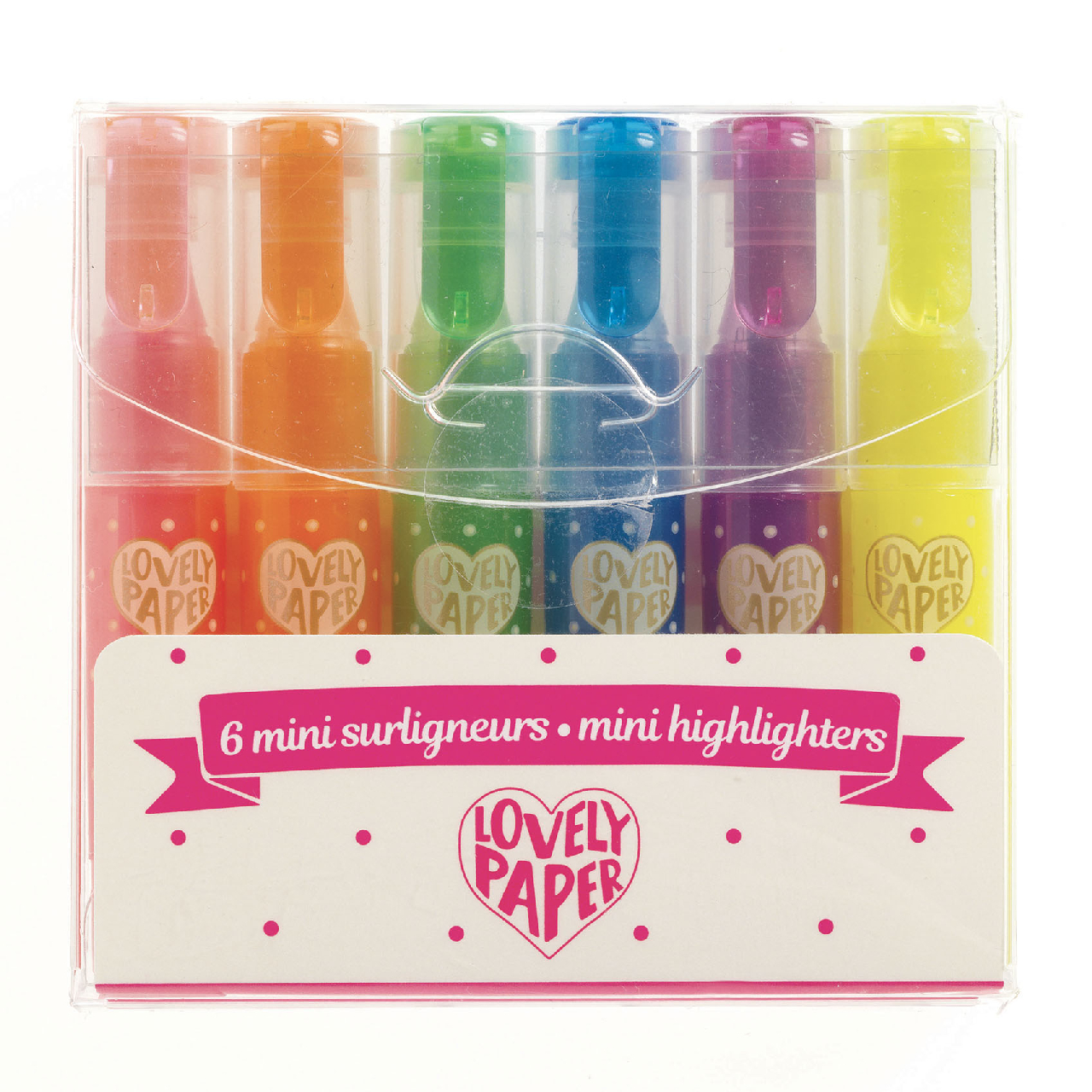 Szövegkiemelő toll mini készlet - 6 neon színben - 6 neon gel fluo highlighters - 0