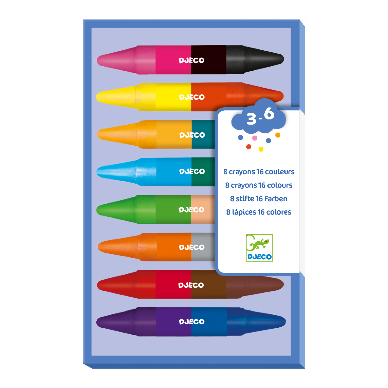 Zsírkréta készlet - 8 duplavégű zsírkréta - 8 twins crayons - 1